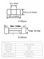 10PCS 5X20MM 6X30MM Fast Blow Ceramic Fuse 5*20mm 250V 0.1A 0.25A 0.5A 1A 1.5A 2A 2.5A 3A 3.15A 4A-30A Slow Break The Fuse Tube