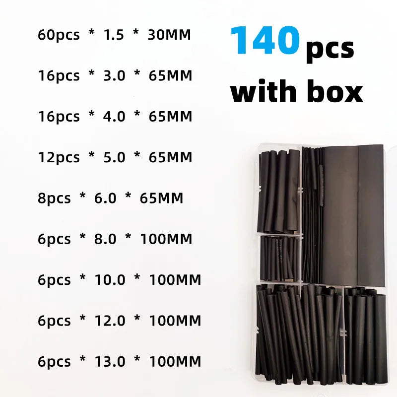 2:1 Times Shrink,Heat Shrink Tube Set,Polyolefin,Insulated Heat Shrinkable Sleeve for Wire Connection and Data Line Protection
