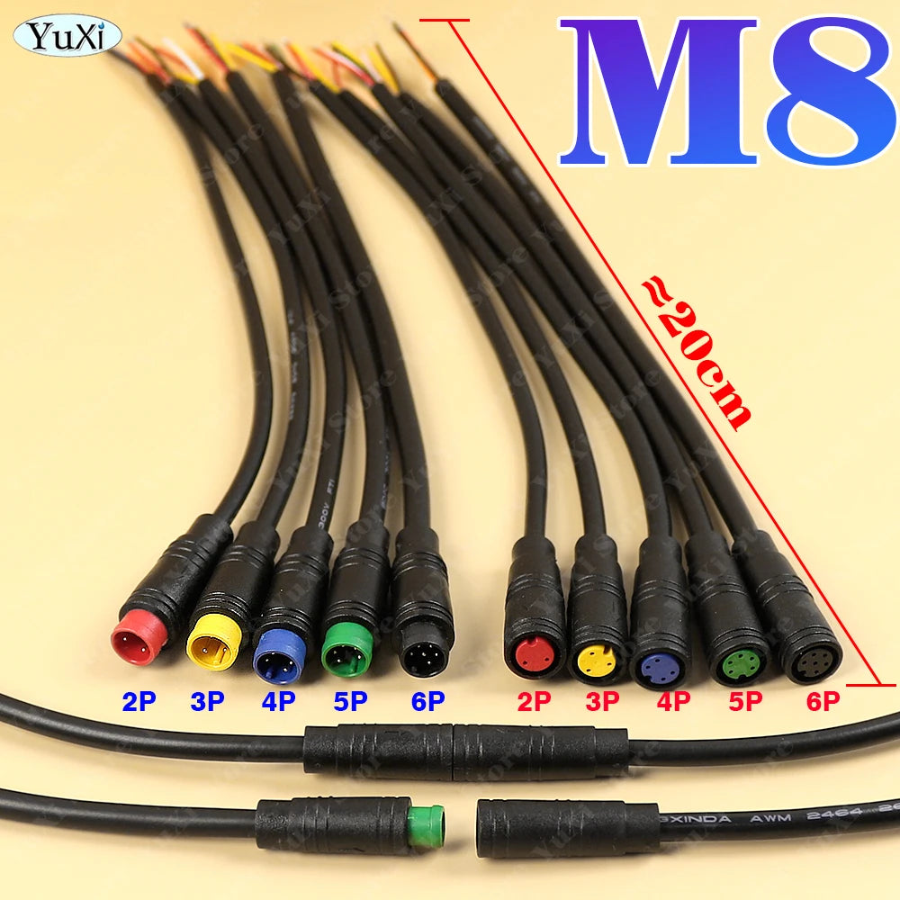 1-20pcs M8 Core Female Male Julet Electric Ebike Butt Plug Connector Cable 2/3/4/5/6 Pin Signal Sensor Waterproof Scooter Wire