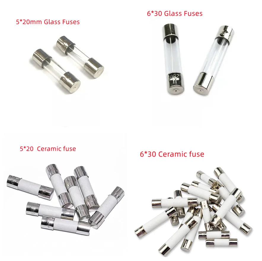 10pcs/lot One Sell 5*20mm 6*30mm Fast Blow Glass Tube Fuses 5x20 6x30 Mm 250V 0.5 1 2 3 4 5 6 8 10 15 20 25 30 A AMP Fuse