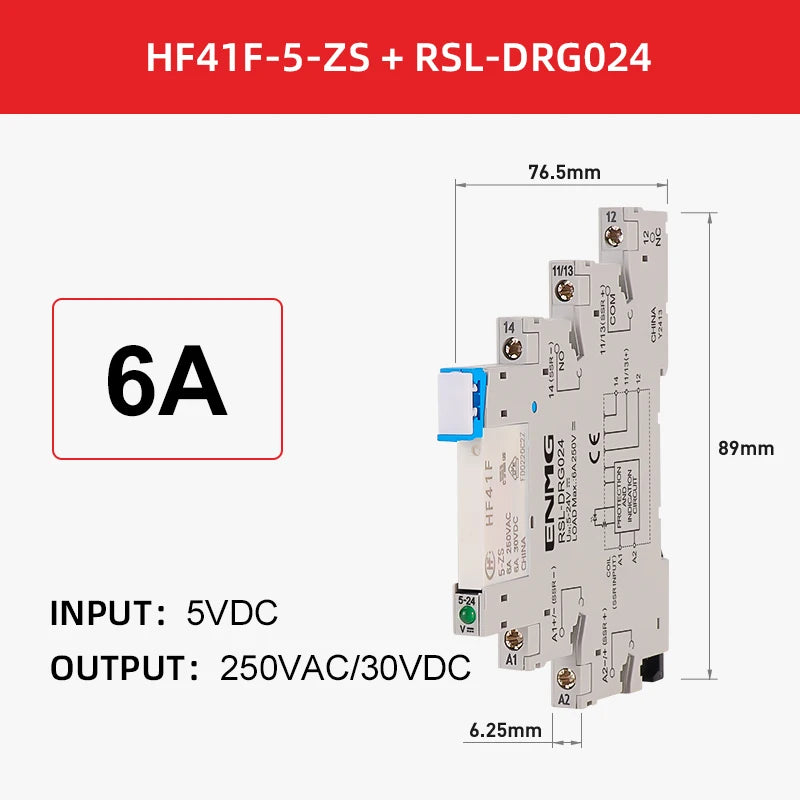 ENMG Ultra Slim Relay 5V 12V 24V 6.25mm HF41F-24-ZS DC AC Solid State Module 24V 6A NPN PNP Slim Chip Terminal High  Performance