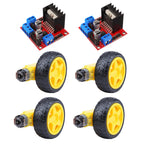 DC Gearbox Motor TT Motor 200RPM Tire Wheel DC 3-6V 1:48 Male Connector with 1Pc L298N Motor Drive Controller Board for Arduino