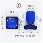 10 Sets Momentary Tactile Button 4PIN SMT/DIP 12X12mm H=9.8/9/16.8mm With Cap Tact Switch Push Button Switch Micro Key Button