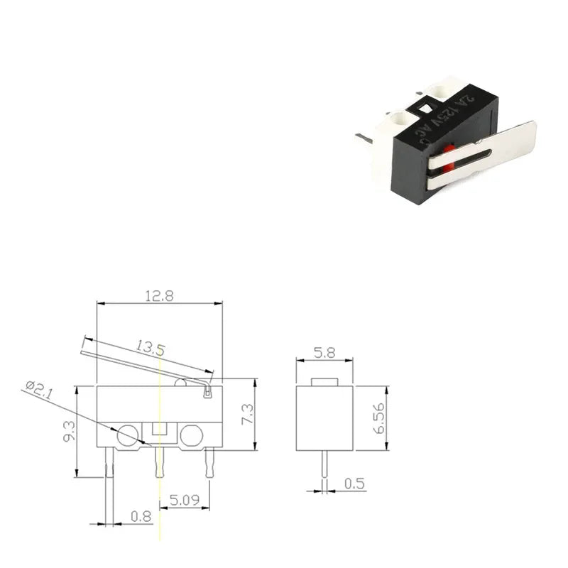 10Pcs Micro Limit Switch Mouse Button Tact Switch Without Handle / With Handle / With Handle Roller Micro Switch 1A 125V AC 3Pin