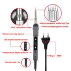 80W Digital Display Soldering Iron Set With Adjustable Temperature Tin Wire Multimeter Repair Tool With Soldering Iron Head