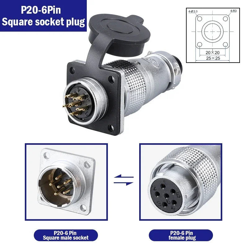 PLS20 Aviation Connector 2/3/4/5/6/7/8/9/10/12Pin Air Carrier Male Female Plug Connector WS20 TP20