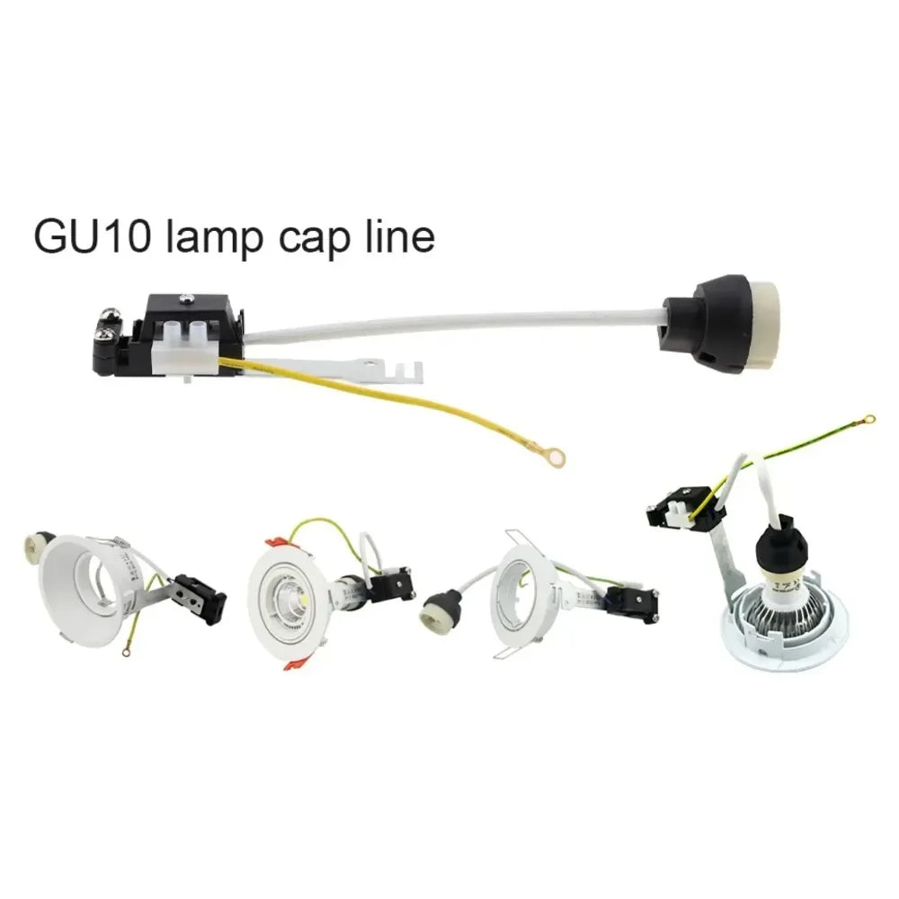6pcs Gu10 Ceramic LED Spotlight Socket GU10 Halogen Bulb Base Lampholder 18cm Nylon Wire PV Wiring Terminal Junction Box