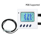 High Accuracy POE RJ45 Ethernet Temperature Humidity Sensor with Large LCD Display SNMP V1/TCP/UDP IP Network Monitoring Support