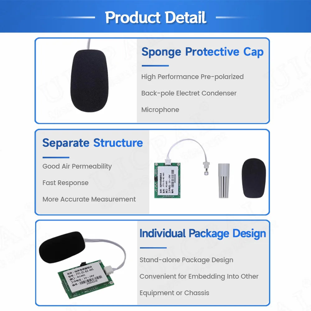 Decibel Meter Noise Sensor Module Tester Transmitter Output TTL RS485 0-3V 30-120dBA 20-12.5kHz High Precision