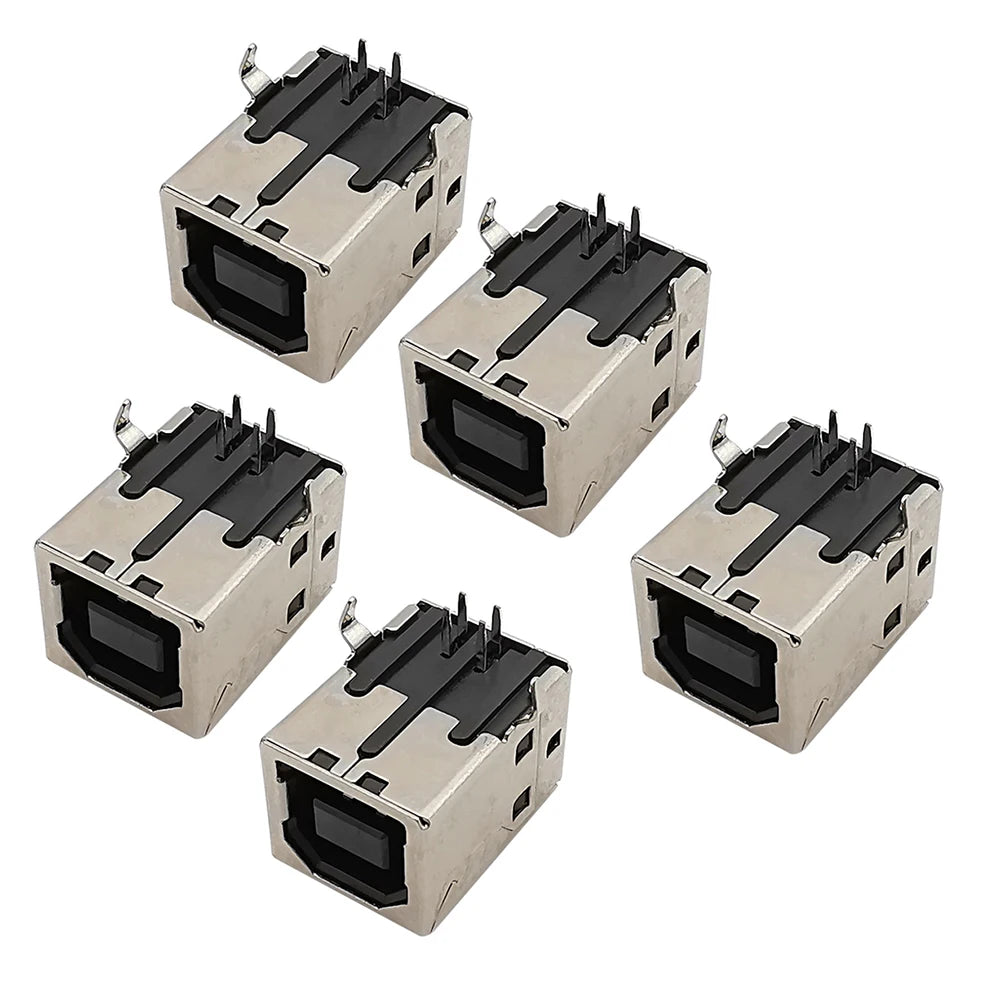 5Pcs B Type USB 2.0 Connector Female Socket Right Angle PCB Soldering Printer Interface Repair