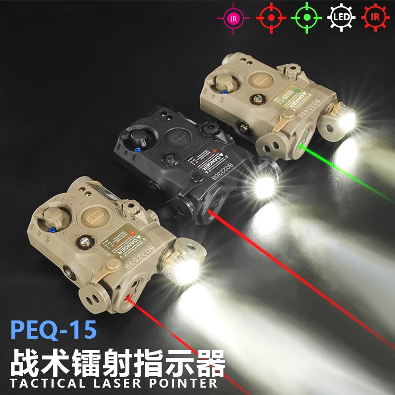 US Warehouse Tactical Gear PEQ15 PEQ Indicator Red Green Dual Laser/IR Light/IR Laser AR15 HK416 Hunting Accessory Fit 20MM Rail