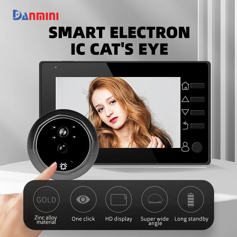 4.3 Inch HD Display Visual Peephole Video Doorbell 145 Degree Angel 1 Megapixel Camera PIR Motion Detection Night Vision Cat Eye