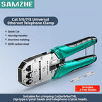 SAMZHE Alloy Steel Crimp Plier RJ45 Crimper Stripper Cutter for Cat5e/6/7/8 Ethernet Wire Tool With Dovetail Clip Double 8P
