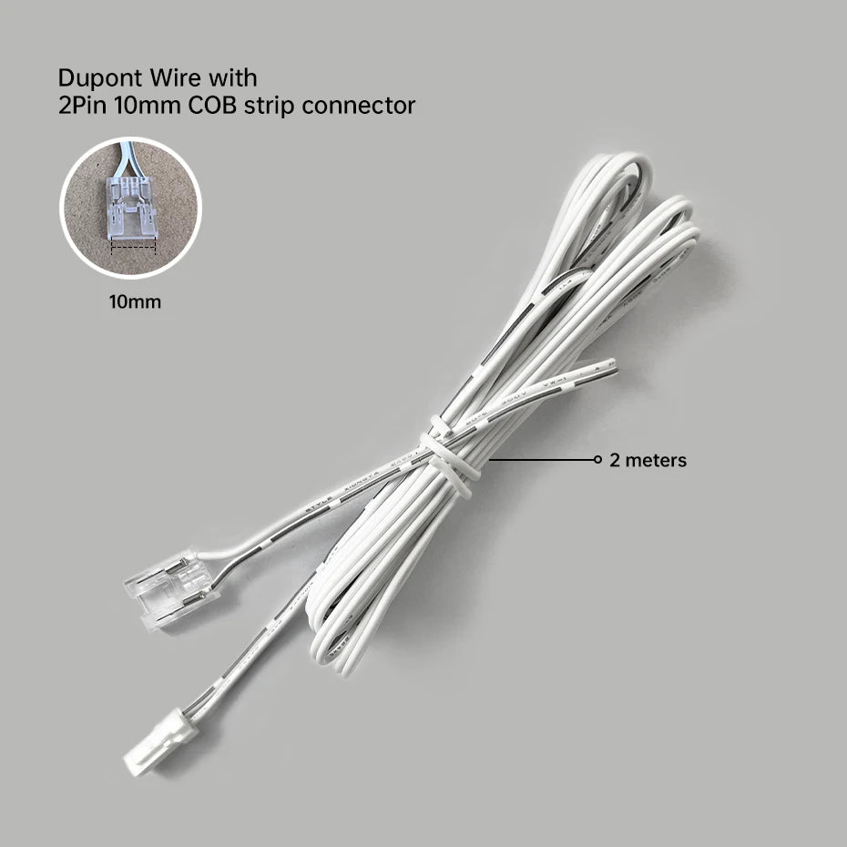 20/10/5 Pcs Dupont Extension Wire 2m 2Pin 5mm 8mm 10mm COB Connector Cable for 12V 24V COB LED Strip Light Extension Terminal