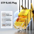 AMPCOM CAT7 Pass Through RJ45 Modular Plug Network Connectors STP 3/50μ Gold-Plated 8P8C Crimp End for Ethernet Cable