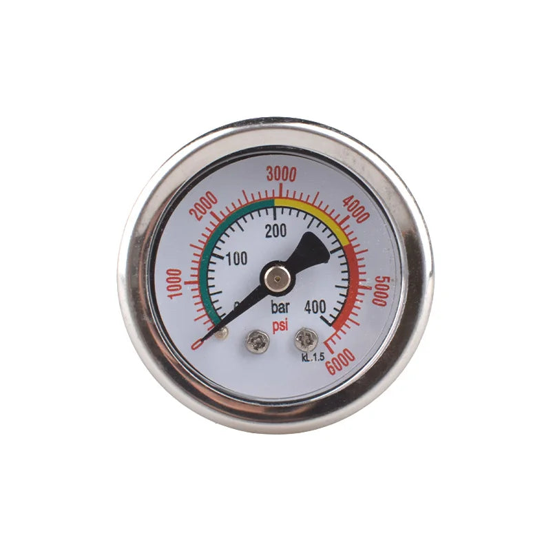 HPA M10*1 400BAR 6000PSI Air Pressure Gauge Stainless Steel Case Brass Thread Gas Manometer For Compressed Soda CO2 Air/Nitrogen