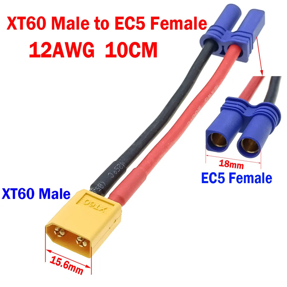 RC Car EC5 Connector Model Cars Charger Adapter Cable Battery Conversion Head EC5 Female Male To XT60 XT90 Male Female Head