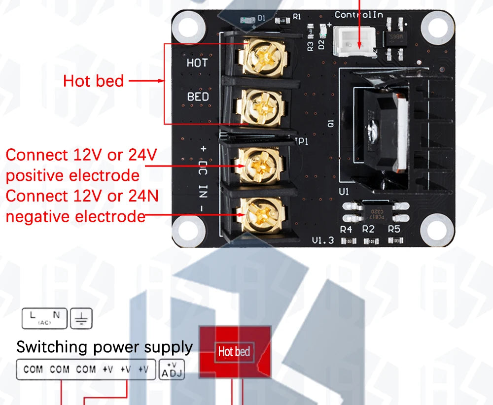 3D Printer Heated Bed Power Module High Current 25A 30A MOSFET Upgrade RAMPS 1.4
