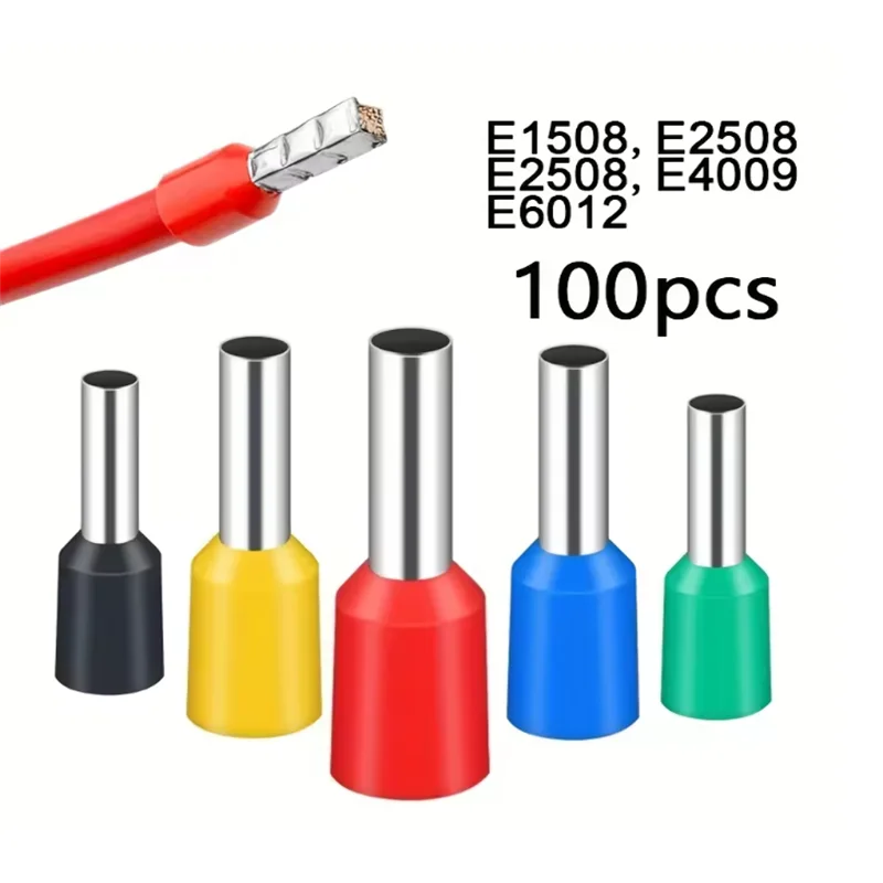100PCS Electrical Tube Terminals Suit VE Tubular Block Cord End Connectors Cable Wire Connector