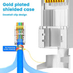 AMPCOM CAT7 RJ45 Connector, Pass Through CAT6A RJ45 Ethernet Plug for CAT 7 Solid or Stranded Network Cable with 1.5mm Load Bar