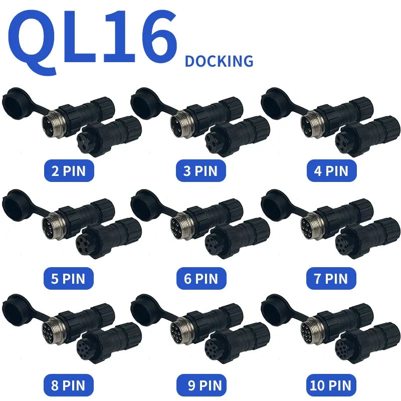 5/20Sets GX16 Aviation Connector M16 Waterproof Back Nut Docking Male&Female Plug And Socket 2/3/4pin 5pin 6pin 7pin 8pin 9pin
