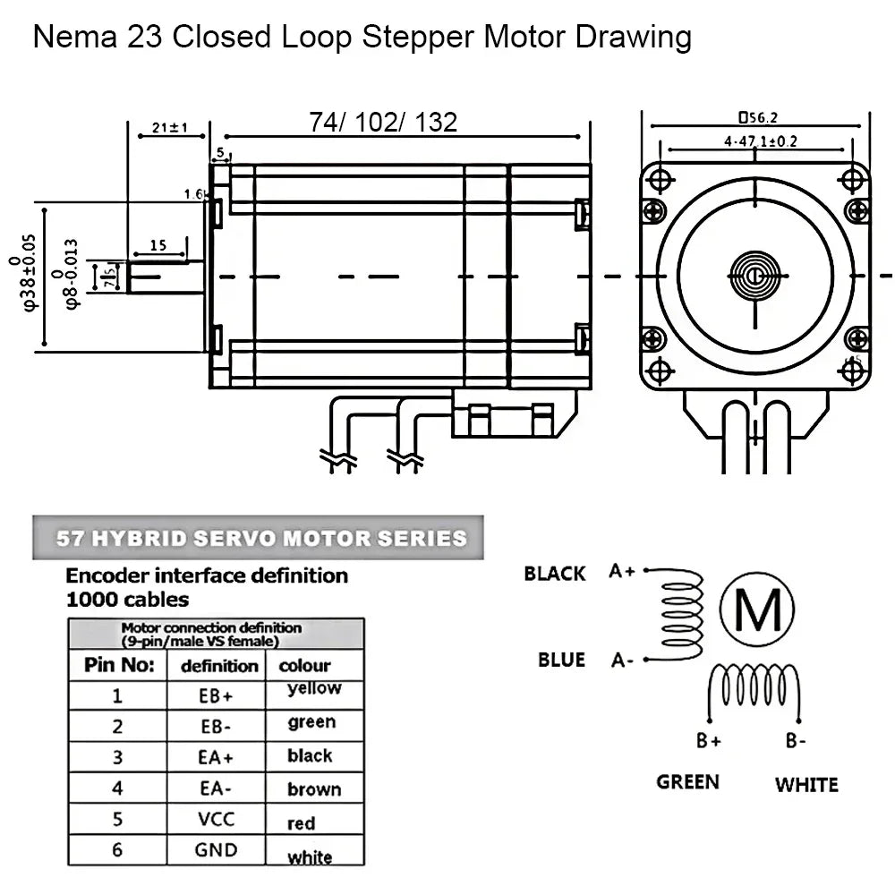 1/2/3/4/5 Axis Kit Nema23 Closed Loop Stepper Motor 1.2Nm/2Nm/3 Nm DC Hybird Servo With Encoder Motor Drive Kit  For CNC