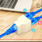RJ45 Network Cable Splitter One in Two Connector Network Three-Way Head Data Splitter for Ethernet Cable Connection