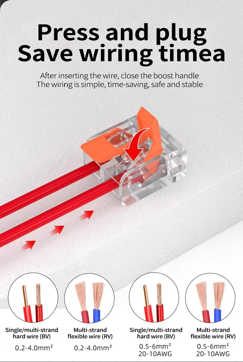 30-100 Pcs Cable Wire Connectors Mini Quick Terminal Block Electrical Connectors Reusable Type Quick Plug-in Terminals