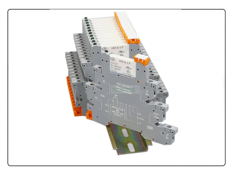 5/10 Sets Slim Relay HF41F 5V 12V 24VDC With Relay Base 41F-1Z-C2-1 LED & Circuit Protection DIN Rail Ulitra-thin Relay Modules