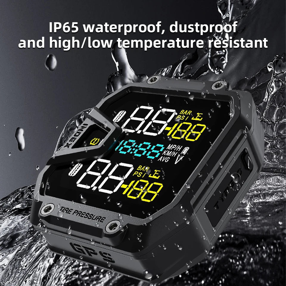 Yangood TMPS Motorcycle Tire Pressure Sensor Waterproof LCD Color Display Real-Time Safety Tire Pressure Monitoring System