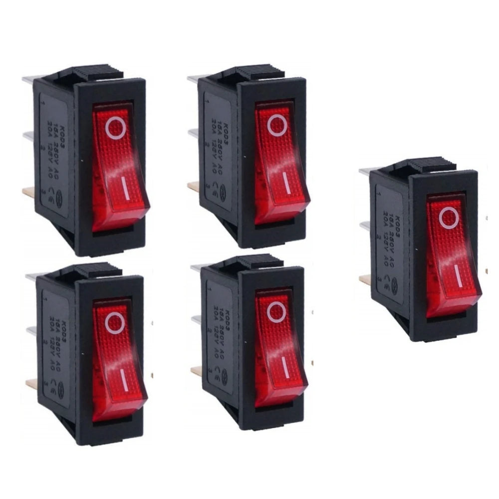 4/5pcs Rocker Switch Lighted KCD3 Rocker Switch On Off 3 Pin 2 Position Boat Rocker Switches 125V 250V AC SPST