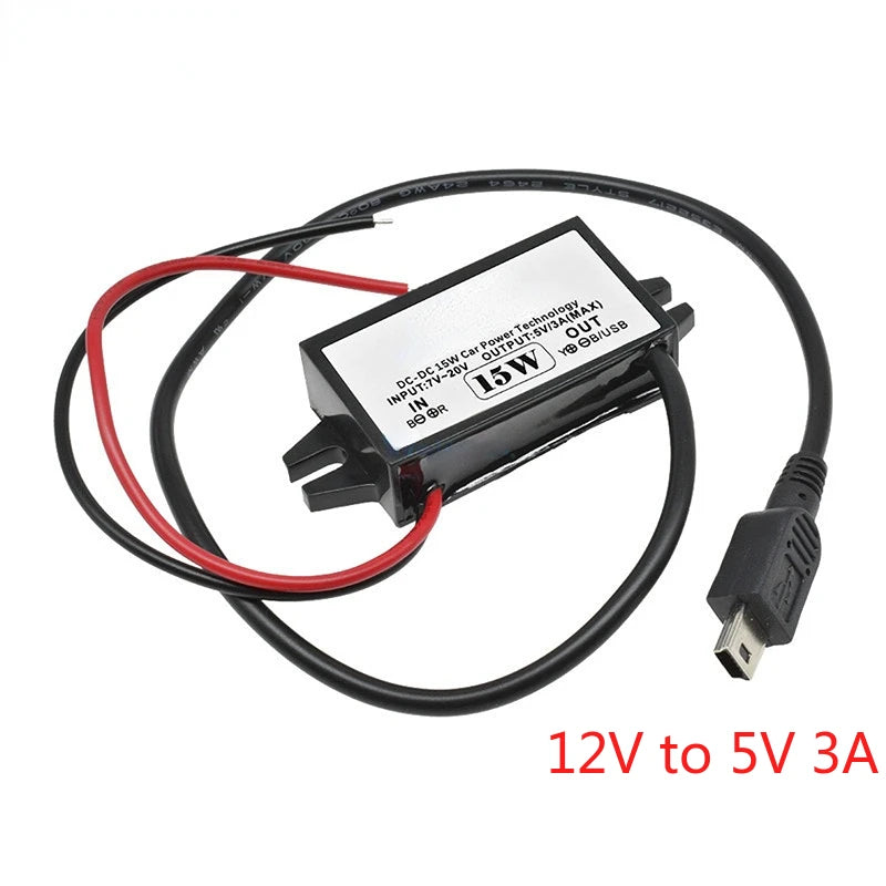 12V to 5V 3A15W DC DC Step Down Buck Converter Power Supply Module Type-C Adapter Male Female Micro USB Mini USB for Car ROHS CE
