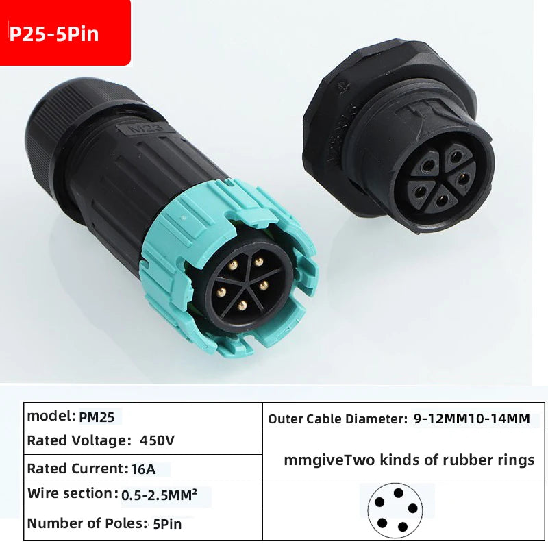 P23 quick connection waterproof connector IP68 waterproof connector male and female aviation plug LED adapter cable connection