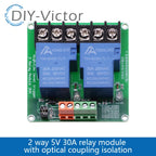 1/2/4 channel relay module 30A with optocoupler isolation 5V 12V 24V supports high and low Triger trigger DC30V/30A AC250V/10A