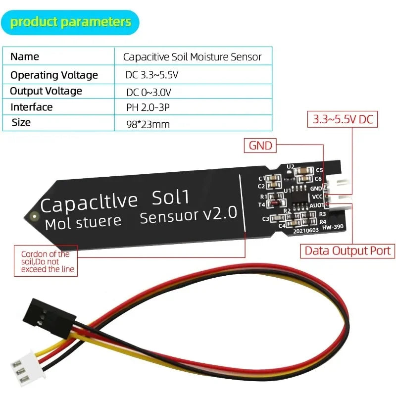1-10PCS Capacitive Soil Moisture Sensor Module Corrosion Resistant 3.3~5.5V for Arduino Moisture Detection Garden Watering DIY