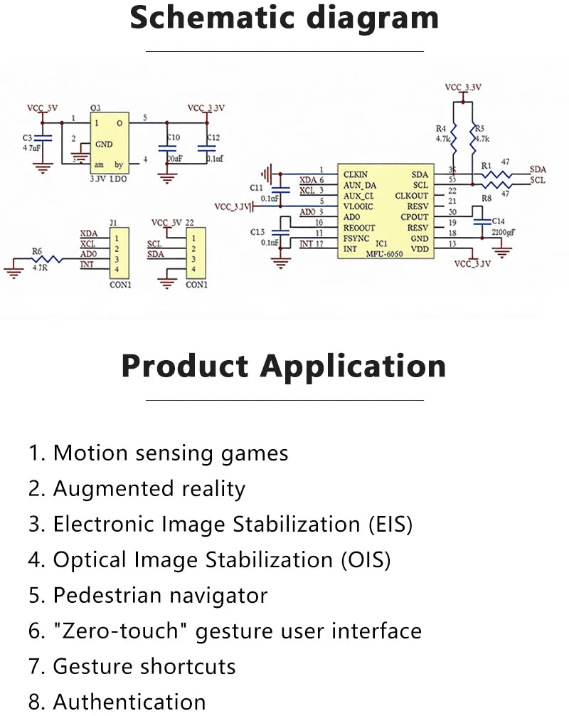 GY‑521 MPU‑6050 Three‑Axis Accelerometer Gyroscope Sensor Module 6DOF 3‑Axis Acceleration Gyro Sensor for Arduino