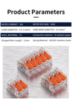 10/20/30/50Pcs Orange Electrical Splicing Compact Quick Lever Wire Connector Lighting Terminal Blocks Wide Capacity 0.2-4mm²
