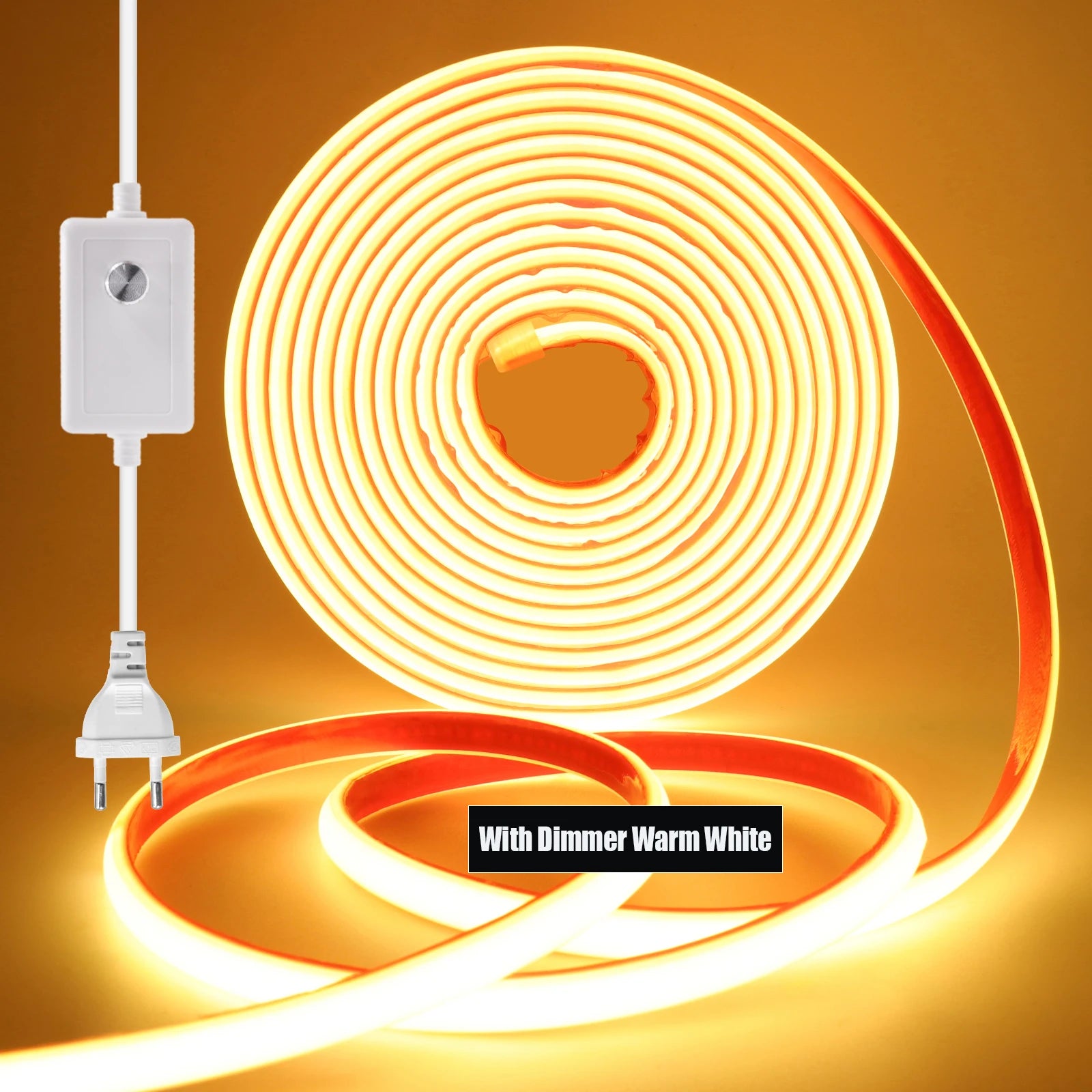220V Dimmable COB LED Neon Strip Light 288Leds/M IP67 With Switch/Dimmer EU Plug Flexible Adhesive Tape for Home Garden Lighting