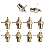 10 Pcs Solderable RCA Panel Mount Female Jacks Socket Connector Chassis Amplifier Terminal Adapter Coupler for Amp (5 Pairs)