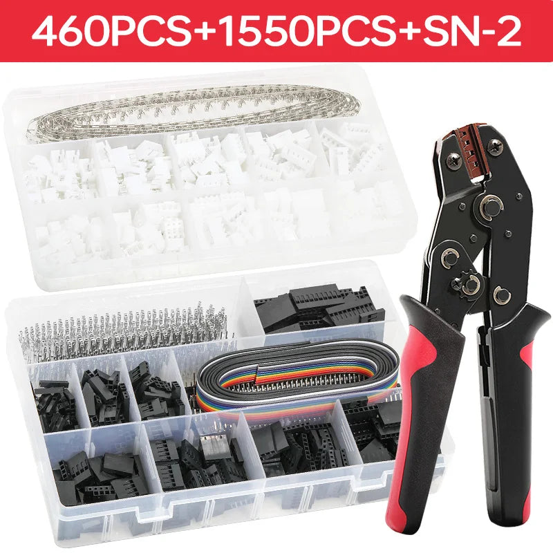 460/1550PCS Dupont Connector Kit JST-XH 2.54mm Set 2/3/4/5/6Pin Housing Adapter Male/Female Pin Header Terminal for Wire Cable