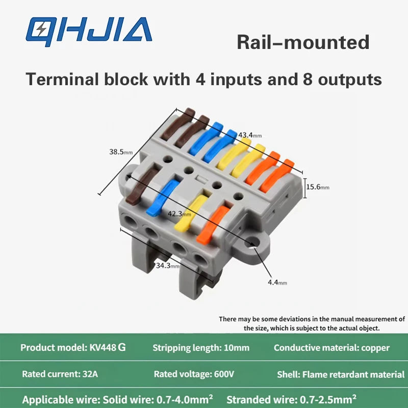Universal Quick Push-in Electrical Wire Terminal Blocks Splitter Cable Connectors Mounted Junction Box for Home Industrial Use
