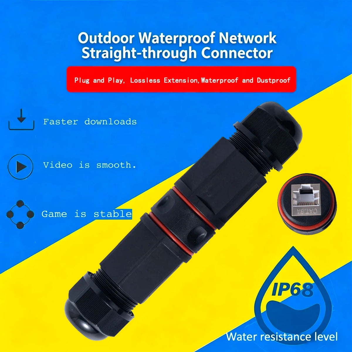 RJ45 Connector Outdoor Waterproof Female To Female Port Network LAN Splitter Transfer Head Adapter Coupler CAT5e CAT6