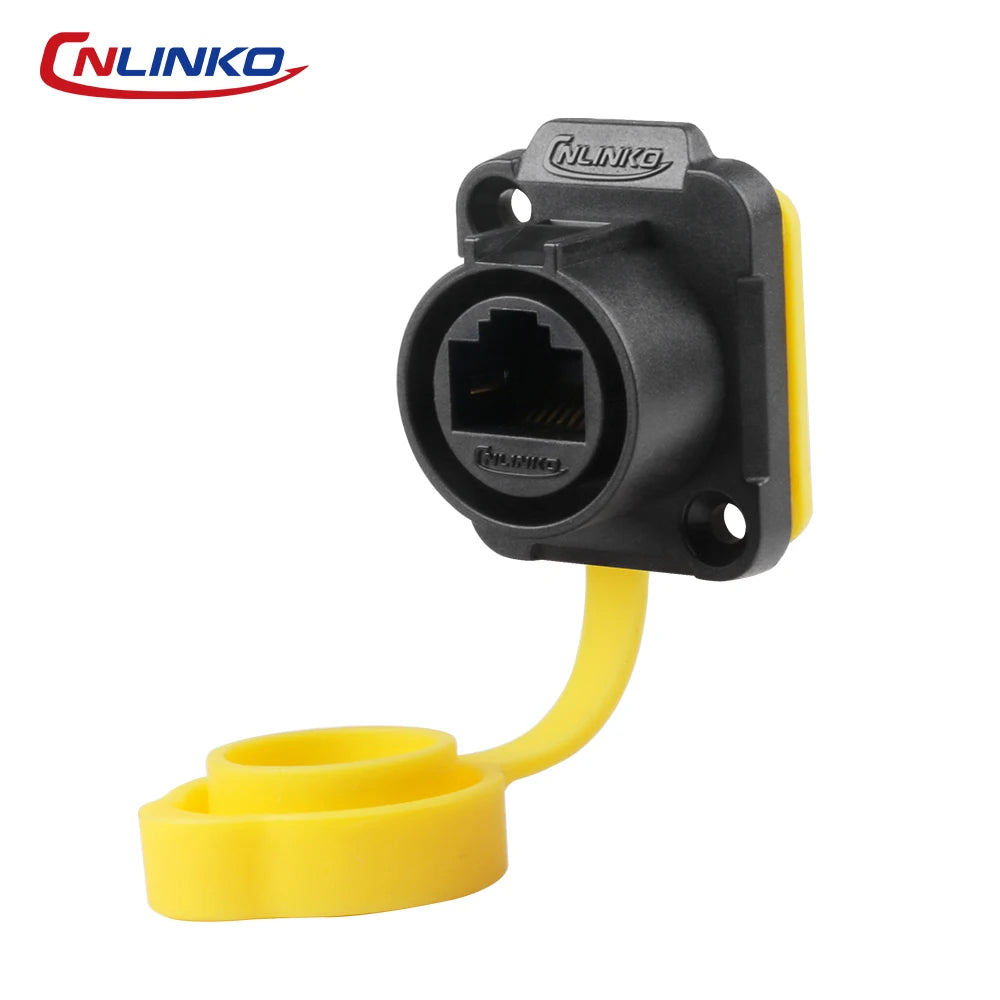 CNLINKO LP20 PBT Plastic IP68 Waterproof RJ45 Cable Signal Connector CAT6 Panel Mount Socket Plug Network Ethernet Interface
