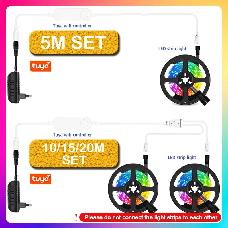 65.5ft/20m TUYA WS2811 TUYA DreamColor LED Strip Lights RGBIC Smartlife 60LEDs/M Flexible Tape Work with Alexa Google Assistant