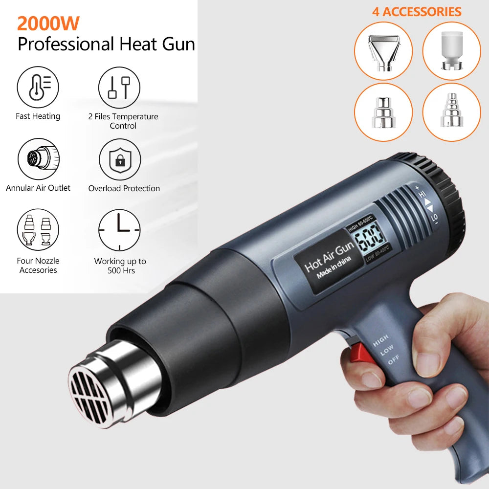 220V Heat Gun 2000W Variable Advanced Electric Hot Air Gun Advanced Hot Air Gun Temperatures Adjustable Electric Heat Gun
