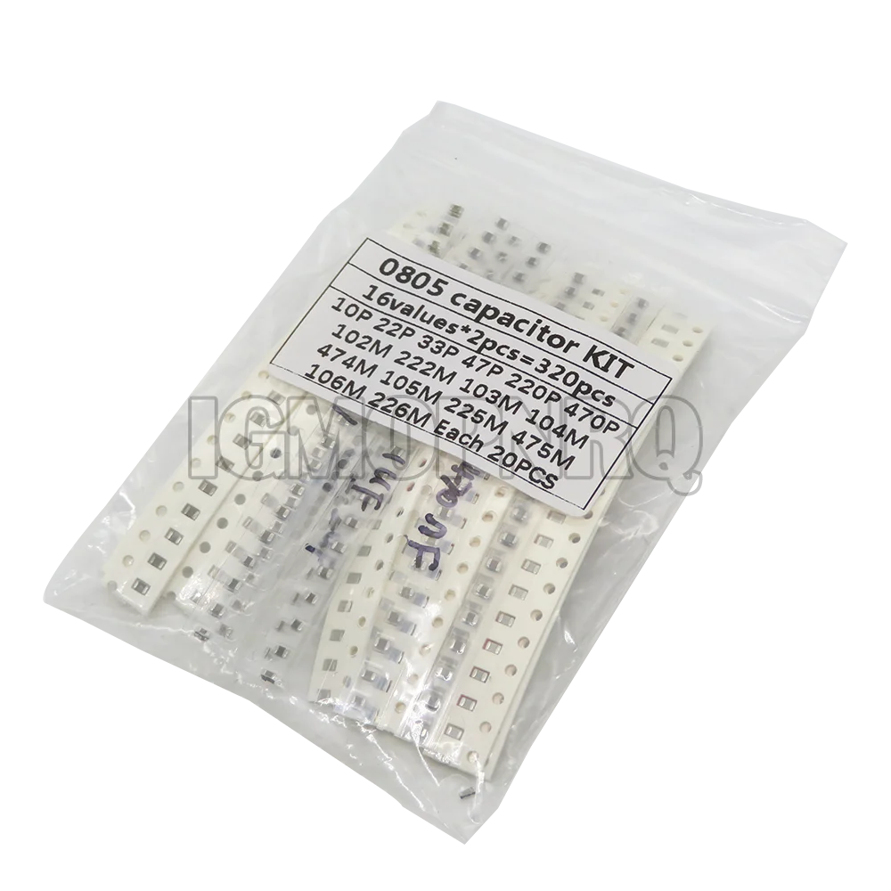 320PCS 720PCS 2500PCS 0603 0805 1206 SMD Capacitor Kit Assorted Kit 16/36/50Values 1PF ~ 1UF 22PF 47PF 22NF 100NF 2.2UF 4.7UF