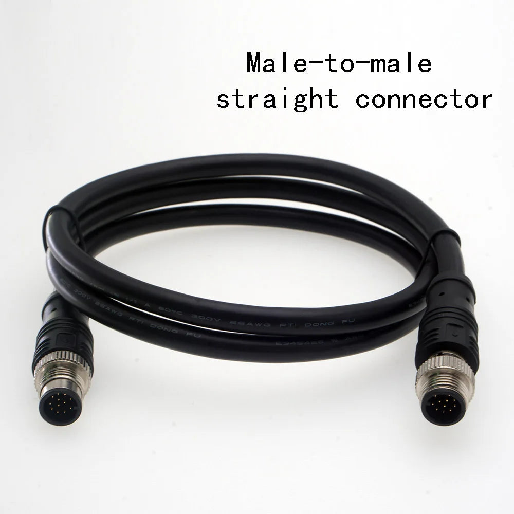 M12 Cable Connector Male and Female Circular Shield 2 3 4 5 6 7 8 9 12 17 Pin PVC PUR Straight Angle Mold OEM Waterproof