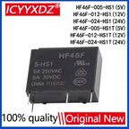 5Pcs/lot New Relay HF46F HF46F-005-HS1 HF46F-012-HS1 HF46F-024-HS1 HS1T 5A 4PIN 5V 12V 24V Power Relays
