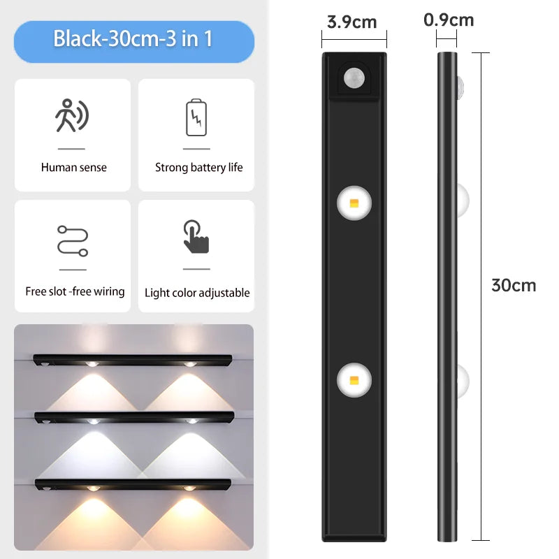 LED Cabinet Light USB Rechargeable Motion Sensor Dimmable LED Night Lamp For Kitchen Wardrobe Closet Home Lighting 20/30/40/50CM