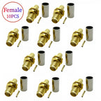 10pcs/lot SMA Male Plug SMA Female RP SMA Male Female Connector Crimp for RG58 LMR195 RG142 RG400